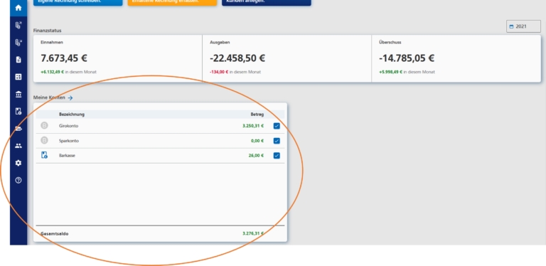 Dashboard Multibanking Konten